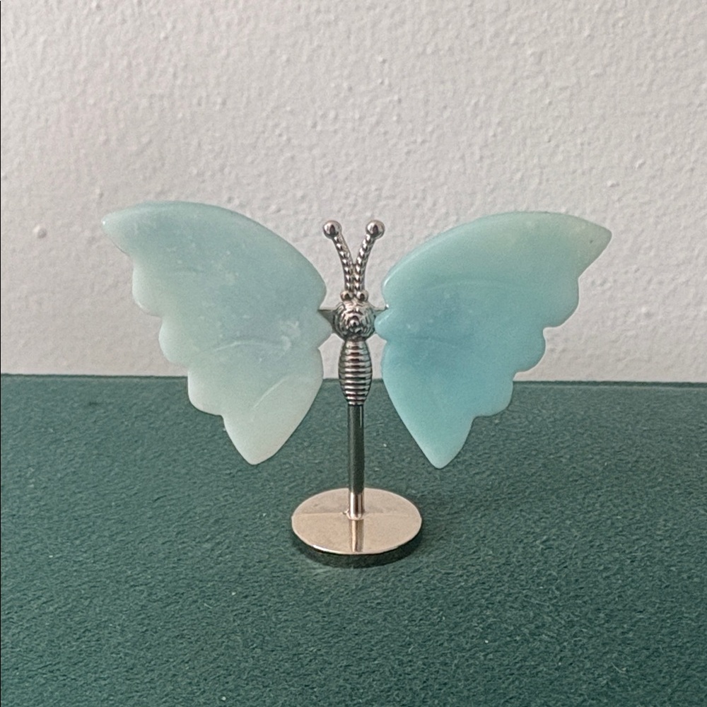 Caribbean Calcite Butterfly on Silver Stand